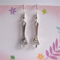 antique silver color wrench earrings miniature wrench cute mini wrench earrings quirky tools jewelry