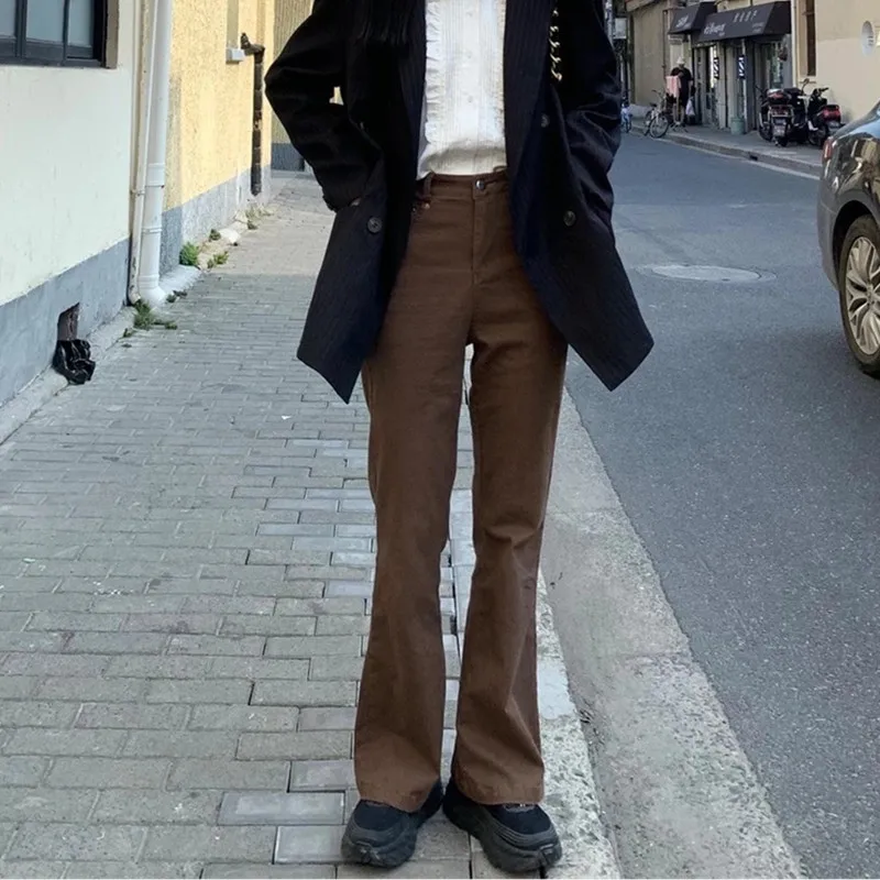 

Retro Jeans Women Artistic Vintage Denim All-match Slim BF Girls Pure Trousers Flare Brown 3XL Aesthetic Mom Popular New