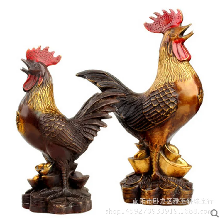 

Painted Pure Copper Cock Ornaments Size Feng Shui Ornaments Zodiac Money Chicken Home Decoration Copper Chicken Metal Crafts