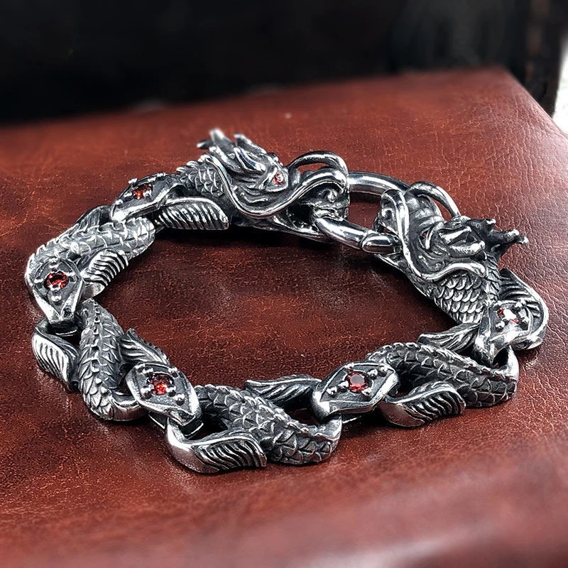 

Браслет с двойной Головой Дракона мужской трендовый индивидуальный браслет модный браслет-цепочка с килем аксессуары для мужчин подарки