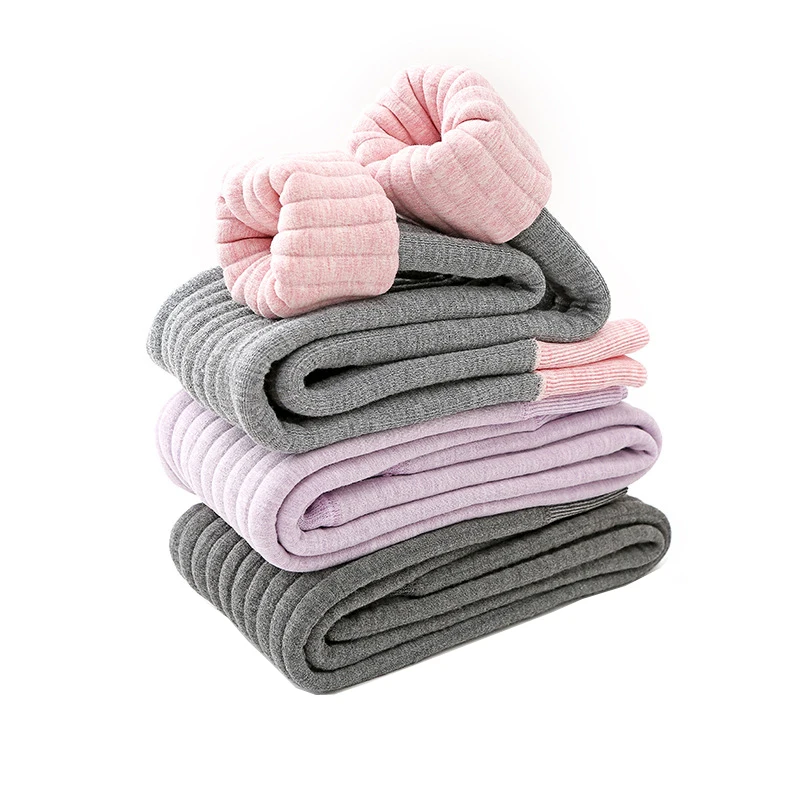 Зимние детские штаны теплые плотные бархатные леггинсы для маленьких девочек