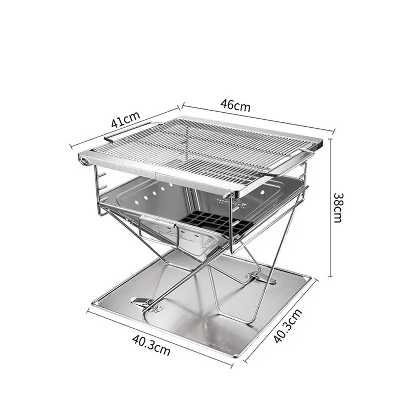 Портативный барбекю гриль MT 045 Нержавеющая сталь Складная шашлычница стойки для