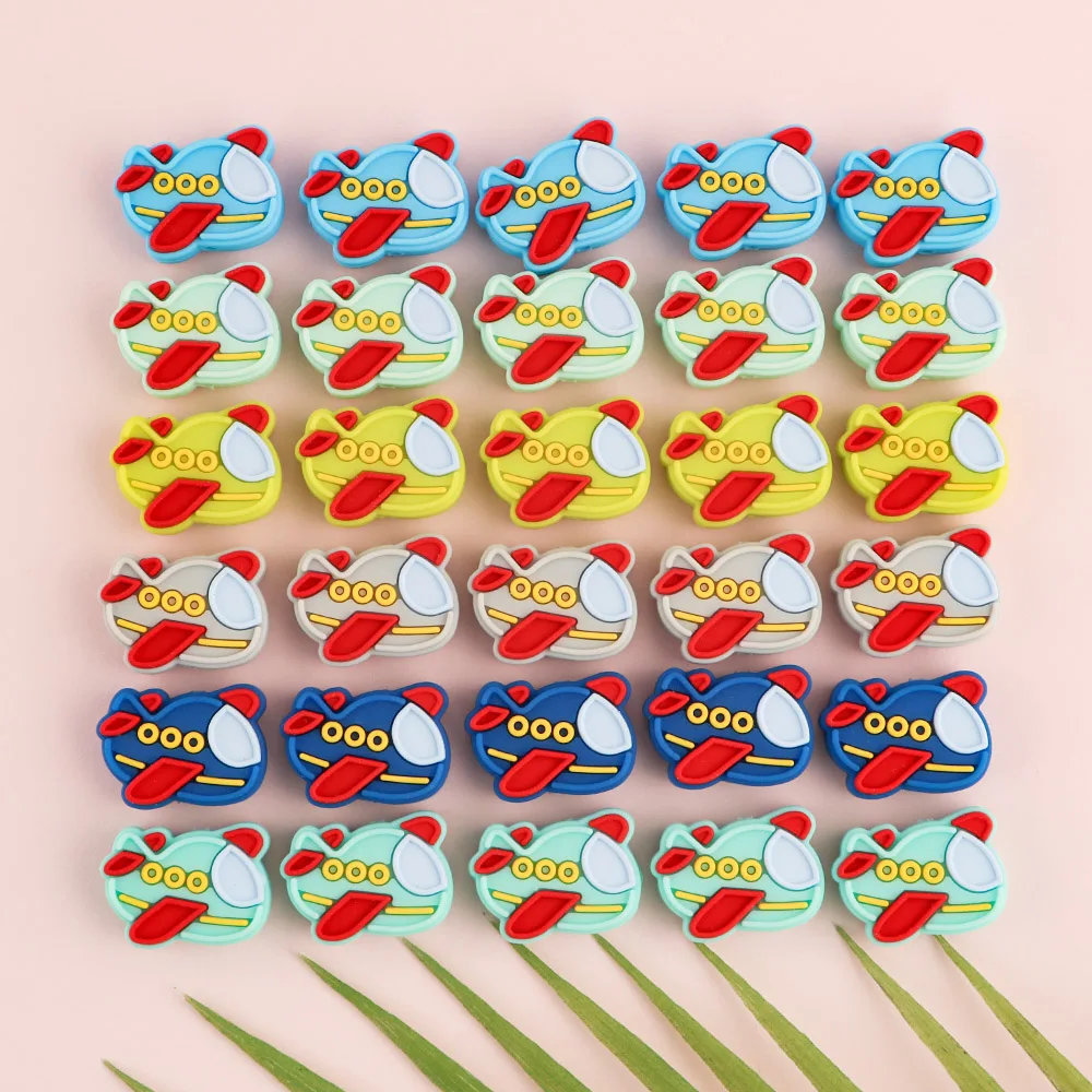 

Sunrony 50/100pcs Airplane Silicone Beads Food Grade Teether Safety BPA Free DIY Pacifier Chain Accessories Baby Teething Toys