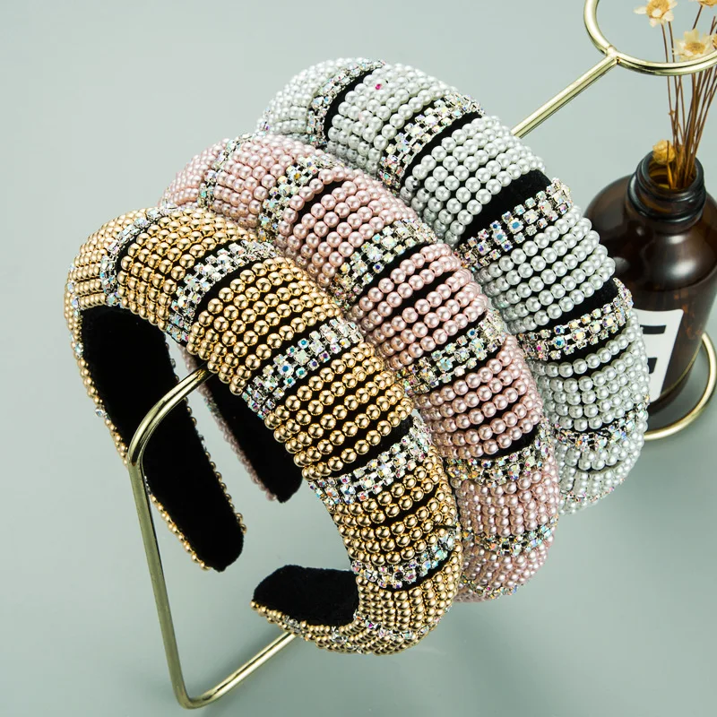 

Модные женские туфли обувь для девочек Роскошные Стразы повязка на голову высокого качества жемчужный обруч для волос аксессуары для волос...