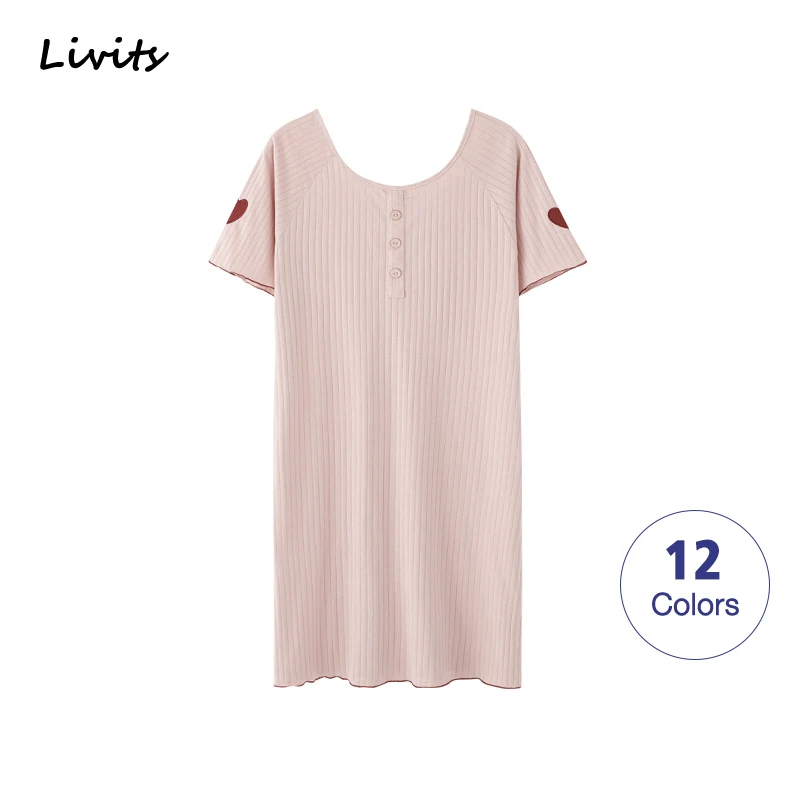 Женская пижама из хлопка эластичное ночное белье ночная рубашка с оборками