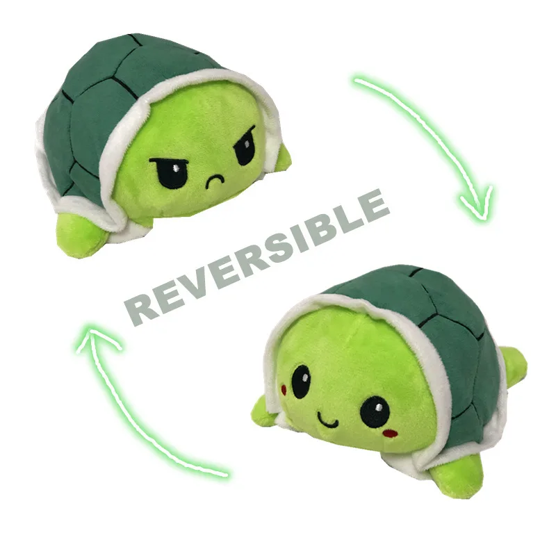 

Reversible Turtle Plush Toy Stuffed Angry Flip Happy Toys Soft Cute Double-Sided Colorful Animal Doll Popular Children Gifts