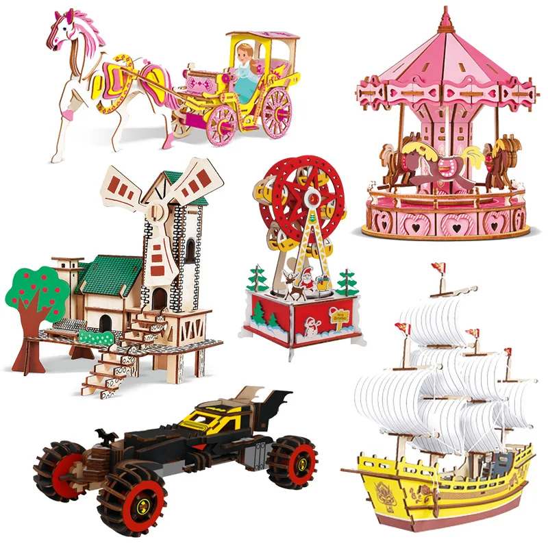 

Educational Toy Intelligence Brain Puzzle Three-Dimensional 3D Ship Simulation Model Hand-Assembled Wooden Ornaments