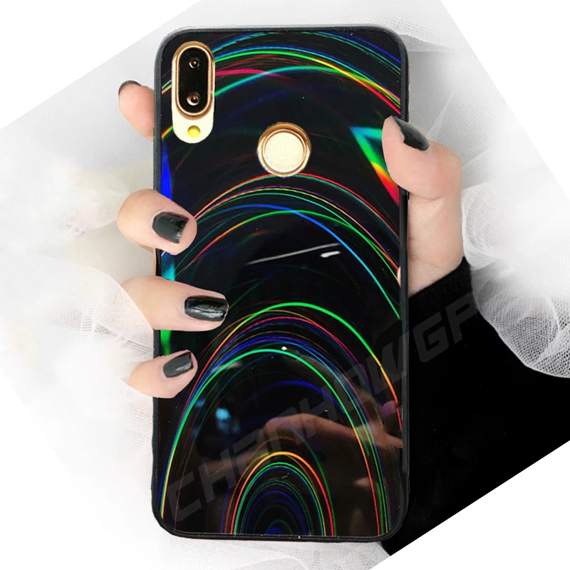 Модный Блестящий чехол для Huawei P Smart Plus 2019 P20 P30 Lite Pro мягкий из ТПУ Y5 Y6 Y7 Y9 Радужный