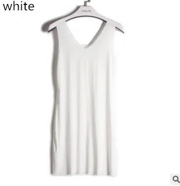 Женская бесшовная ночная рубашка женское длинное нижнее белье без рукавов