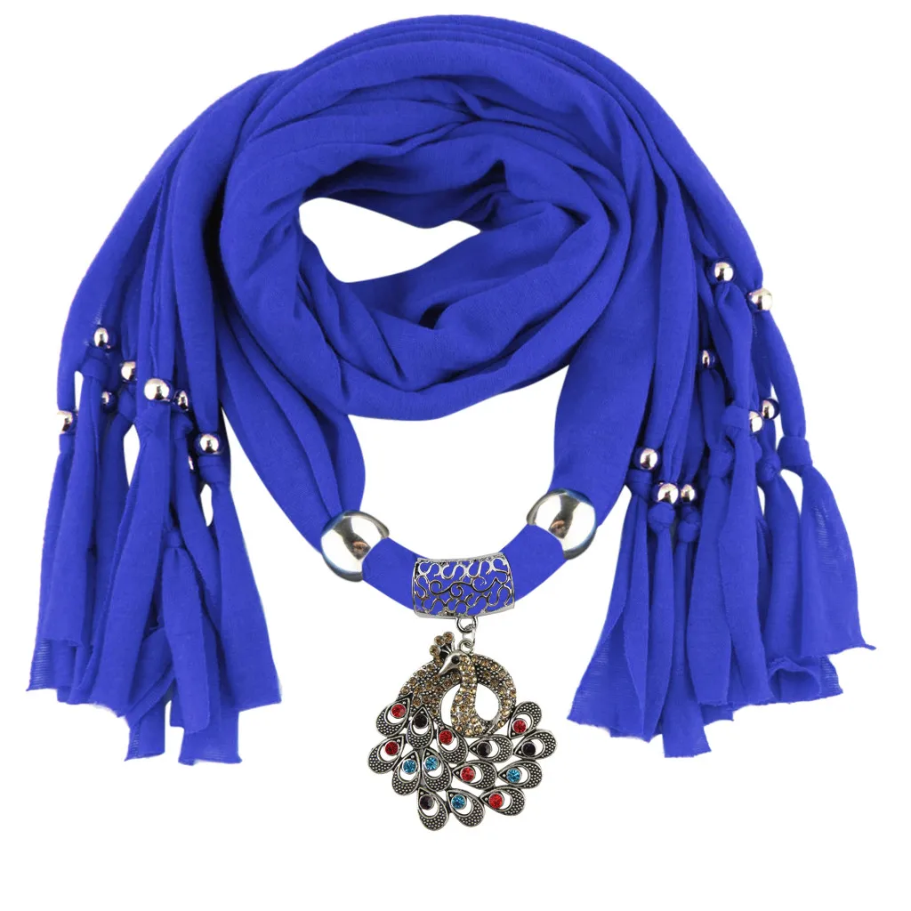 Весна Зима полиэстер шарф женский сплав павлин кулон кисточкой подвеска с