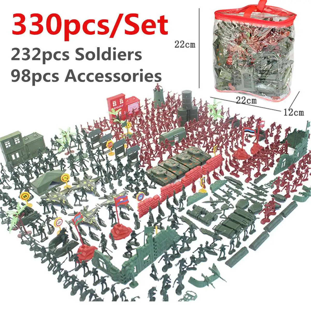 

290pcs/330pcs/set Military Plastic Model Playset Kit Toy Army Men Figures & Accessories Decor Gift Model Toys For Children
