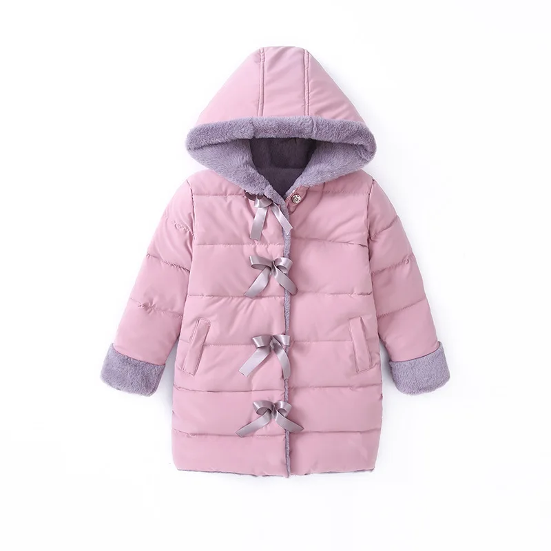 Princess Fur Winter Jackets for Girl Students 7 8 9 10 years Warm Kids Parkas Cotton-padded Pink Gray Black Color | Детская одежда и