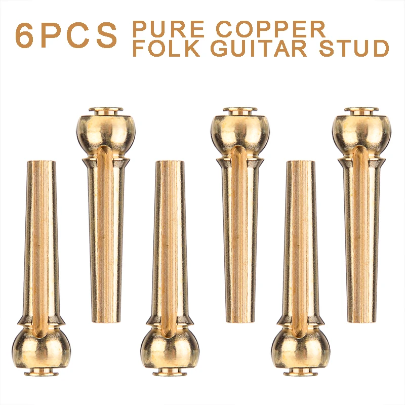 

6pcs Durable Gold Brass Acoustic Guitar Bridge Pegs Pins Set Pure Copper Guitars String Nail Guitar Instrument Replacement Parts