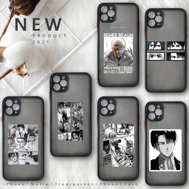 

Attack on titan Phone Case For iphone 12 11 8 7 plus mini x xs xr pro max matte transparent cover