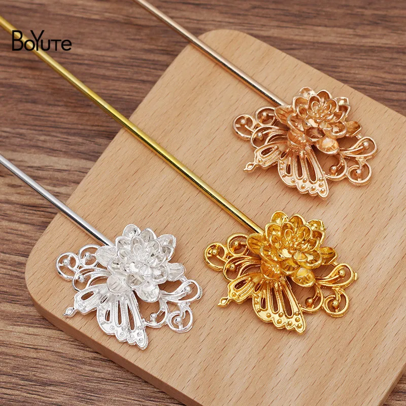 

BoYuTe (10 Pieces/Lot) 32*40MM Metal Alloy Butterfly Flower Hair Stick Materials Vintage Style Diy Handmade Hair Accessories