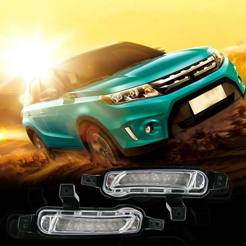 Противотуманные фары 12 В для Suzuki Vitara 2015 2016 2017 2018 DRL дневные ходовые светильник ни