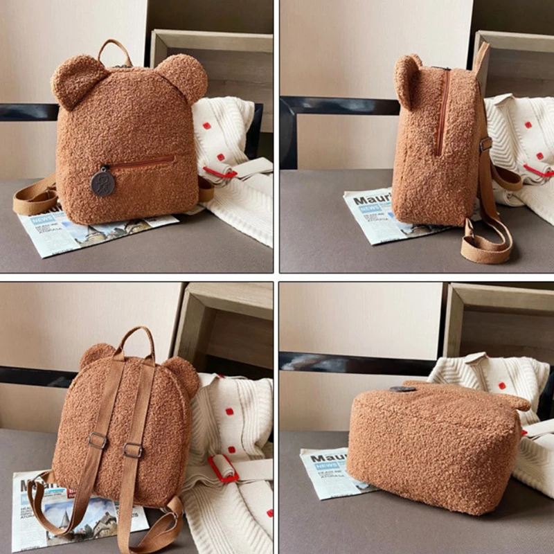 

Portable Mini Children Travel Shopping Rucksack Casual Autumn Winter Lamb Fleece