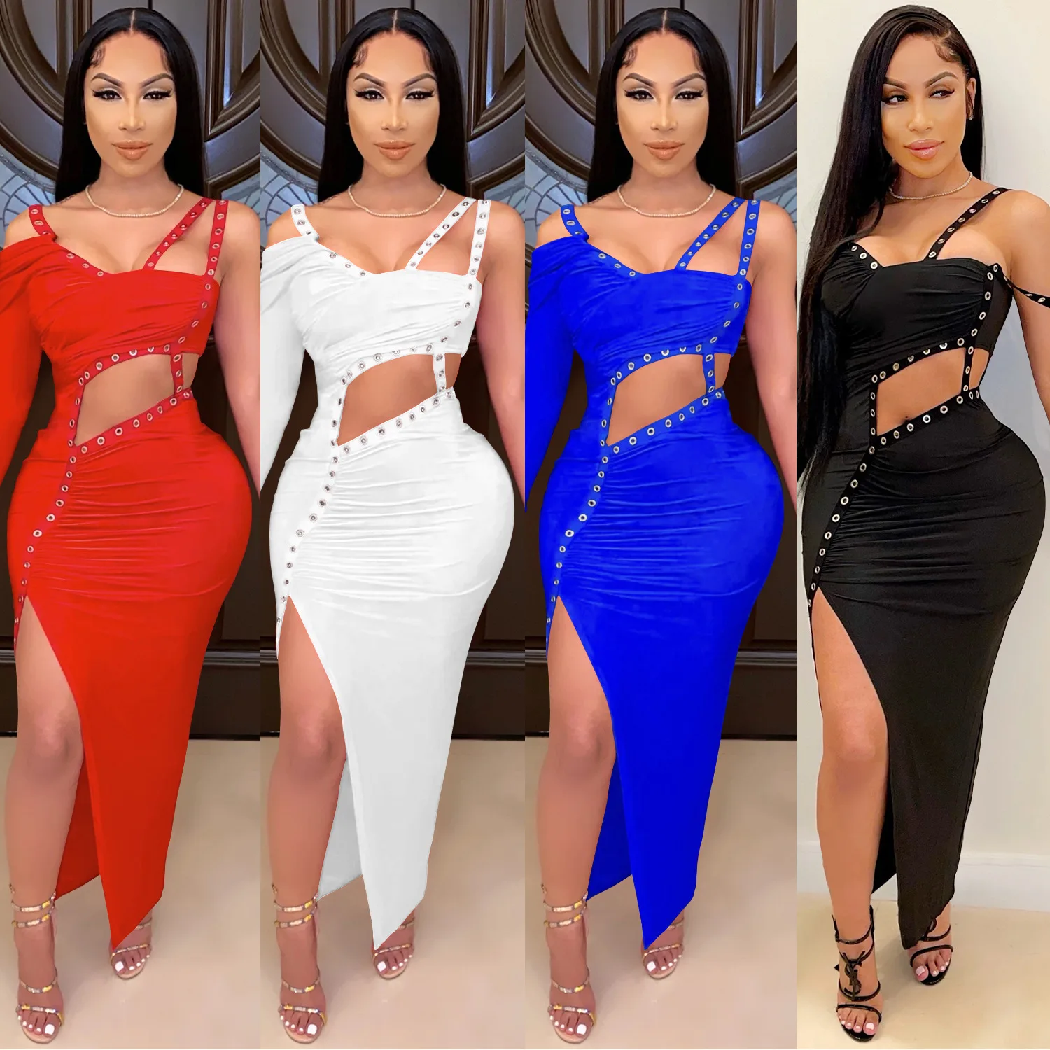 

Sexy Nightclub Hollow Irregular Women's dress Long Maxi Dresses