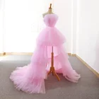 Розовый Бальные платья 2021 короткое спереди и длинное сзади, платье для выпускного вечера Выпускной вечерние многоярусные платья слоя Для женщин официальная Вечеринка платье