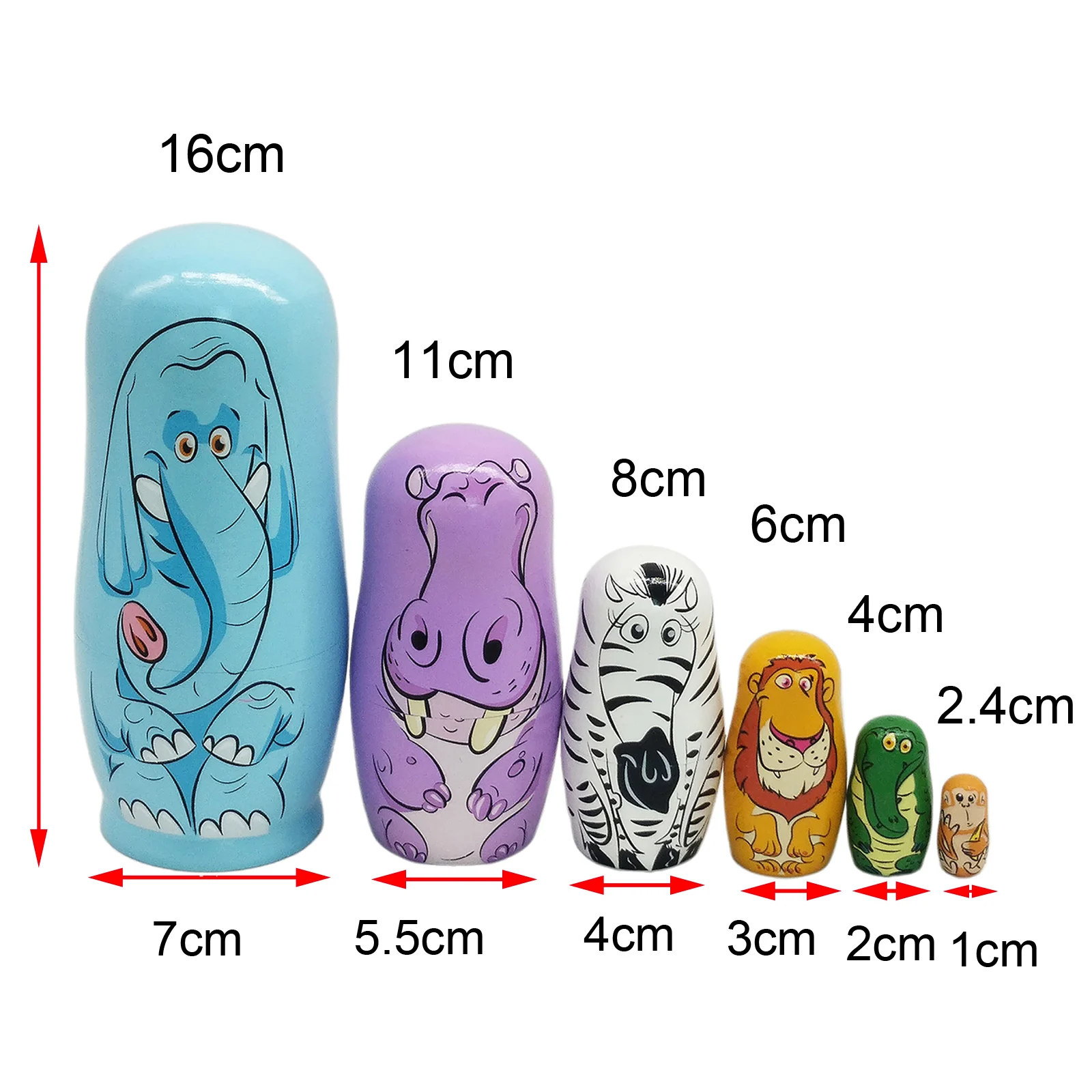 

Cute 6pcs Wooden Nesting Dolls Matryoshka Russian Christmas Toy