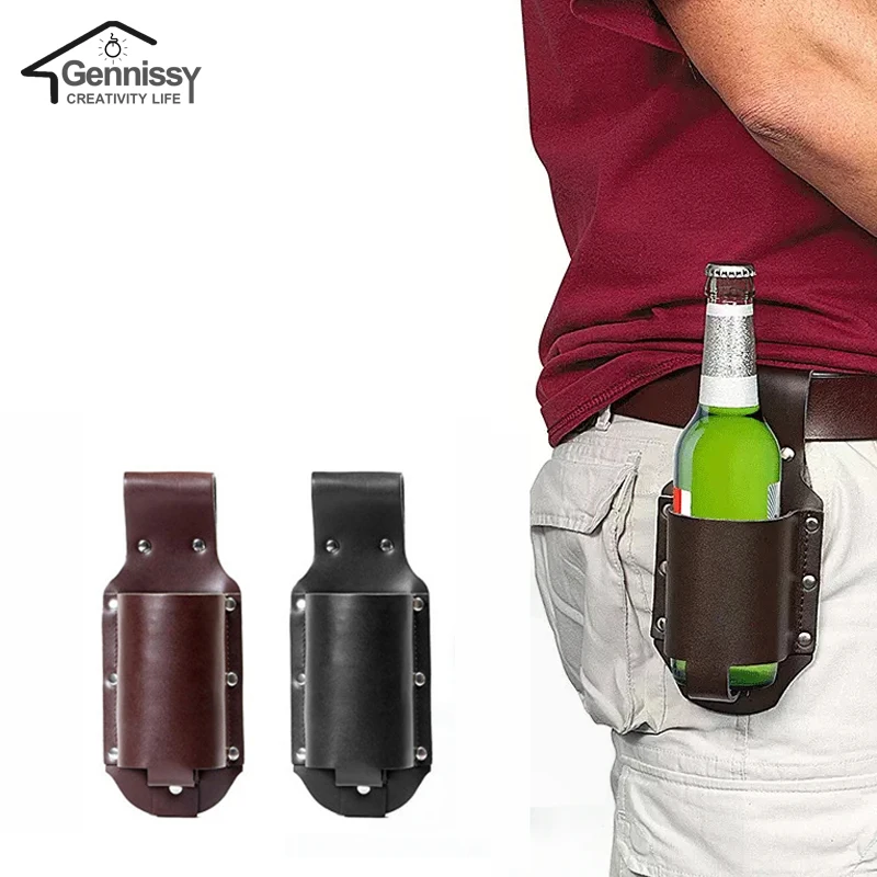 Кобура для пива из искусственной кожи мужчин и женщин портативный пояс держатель