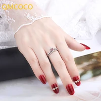 qmcoco trendy women ring silver color jewelry heart shape crown zircon finger rings for wedding engagement party accessories