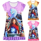 Ночная рубашка Disney Raya And The Last Dragon, пижамные платья для маленьких девочек-подростков, Детская летняя ночная рубашка, домашняя одежда, детская пижама