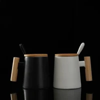 ceramic mugs simple cups w lid spoon for coffee tea milk oatmeal creative birthday gifts