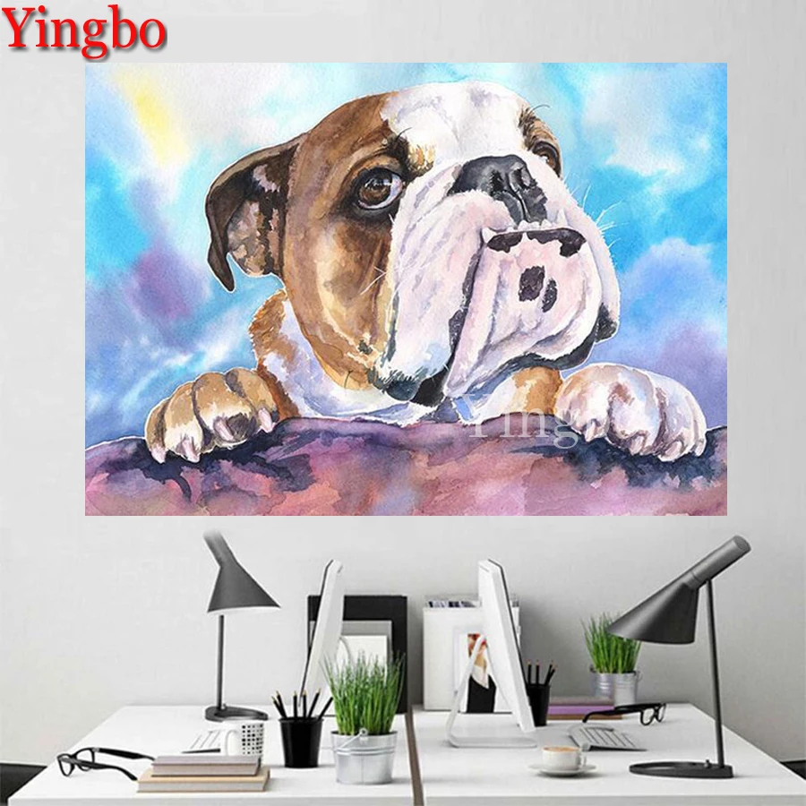 Diamond Painting Full Round English Bulldog Picture Of Rhinestone Diamond Embroidery 5D Cross Stitch Kit Paint with Diamond Art 5D DIY Diamond Painting for man