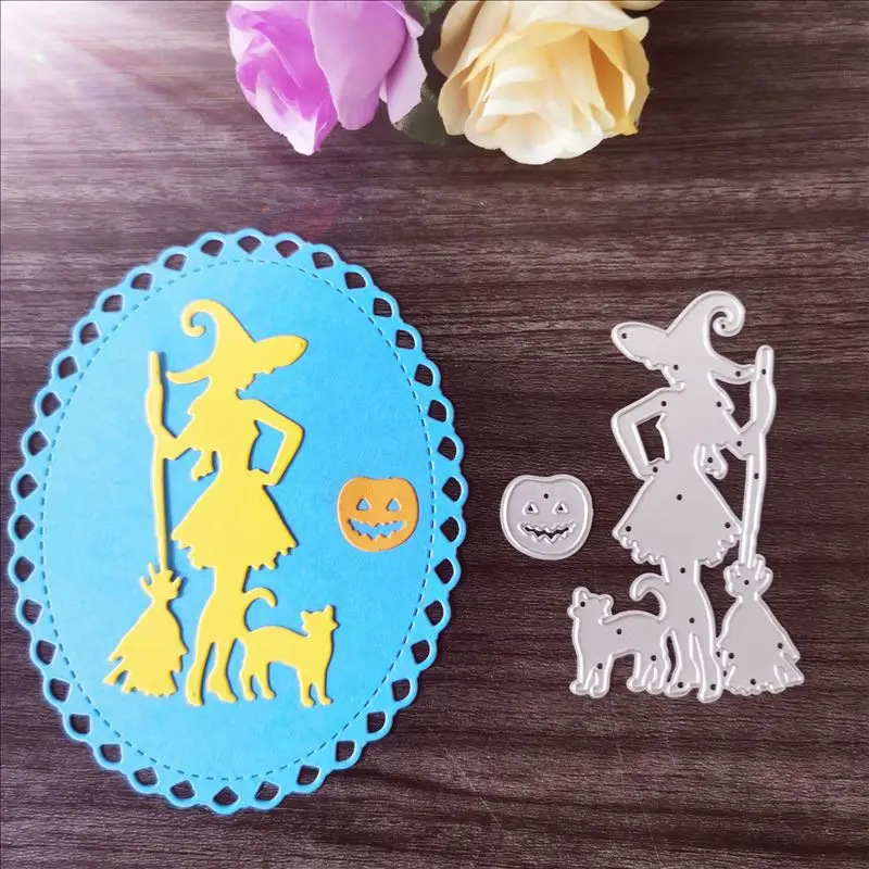 

Halloween girl greeting card Metal Cutting Dies for DIY Scrapbooking Album Paper Cards Decorative Crafts Embossing Die Cuts