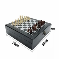 4 in 1 with high quality wooden folding chess set game board chip dice domino children adult family game for beginners gift