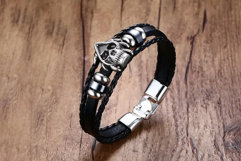 

FXM Black stone multi woven braided head, hand rope, skull, man's personality Bracelet CCB30