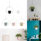 Скандинавские подвесные металлические железные растения Цветок держатель горшков сад балкон суккуленты настенное крепление вешалка качающаяся корзина украшение спальни