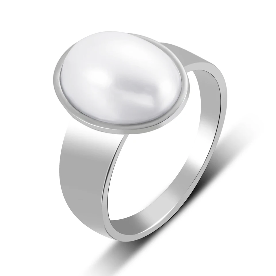 Женские кольца из нержавеющей стали с искусственным жемчугом обручальные