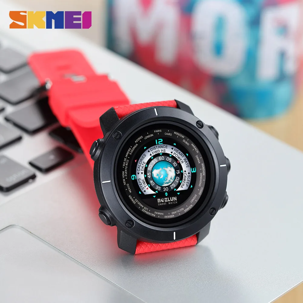 SKMEI 3D UI цифровой Смарт-часы Для мужчин спортивные часы Smartwatch сердечного ритма калорий дистанционного Водонепроницаемый Наручные Мужской Relogio Masculino W30