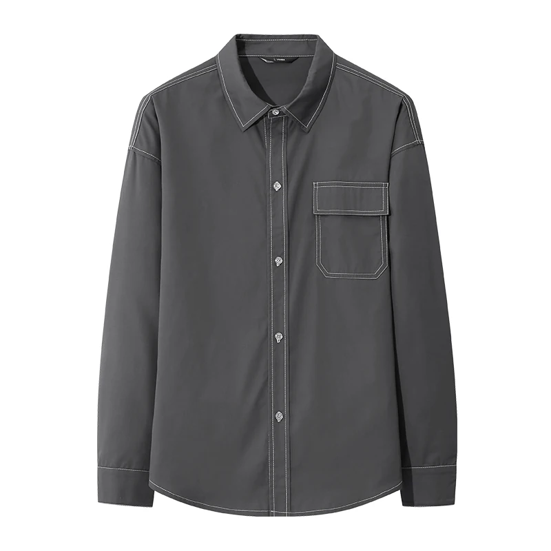 High quality Men's Slim Fit Dress Shirts Masculina Business Male Long Sleeves Army Casual Turn Down Neck Shirt Homme 4XL