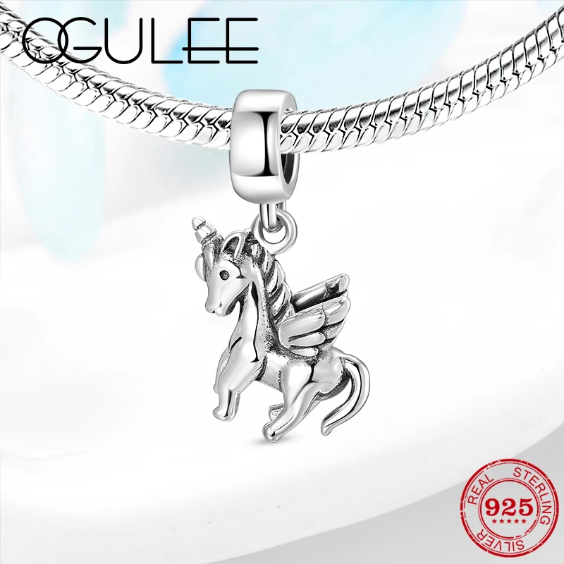 Модные браслеты из стерлингового серебра 925 пробы с подвеской в виде мифа Пегаса