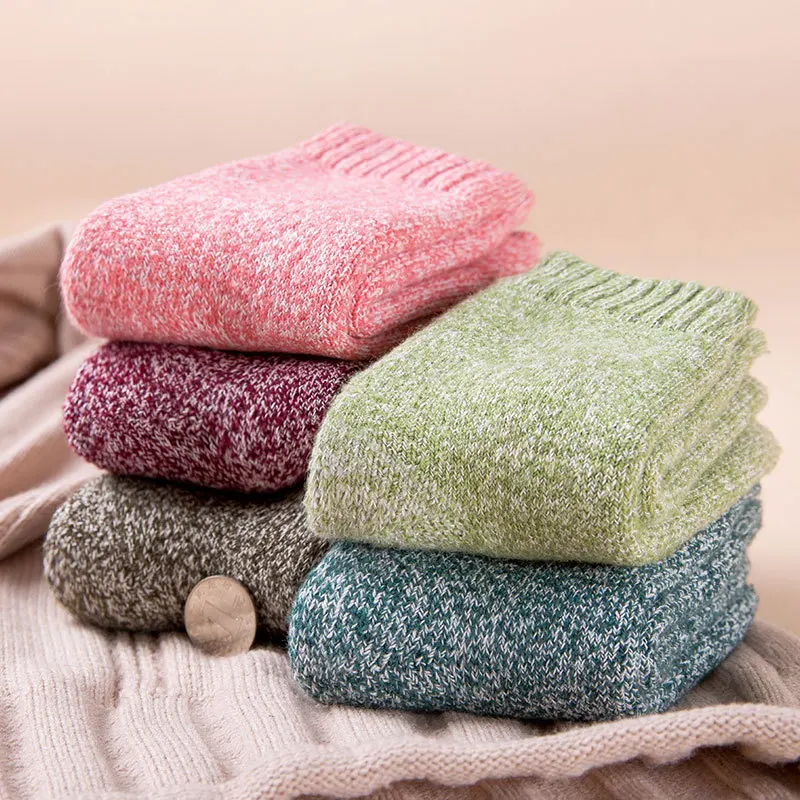 3 пары женские утепленные шерстяные носки Осень зима теплые махровые однотонные