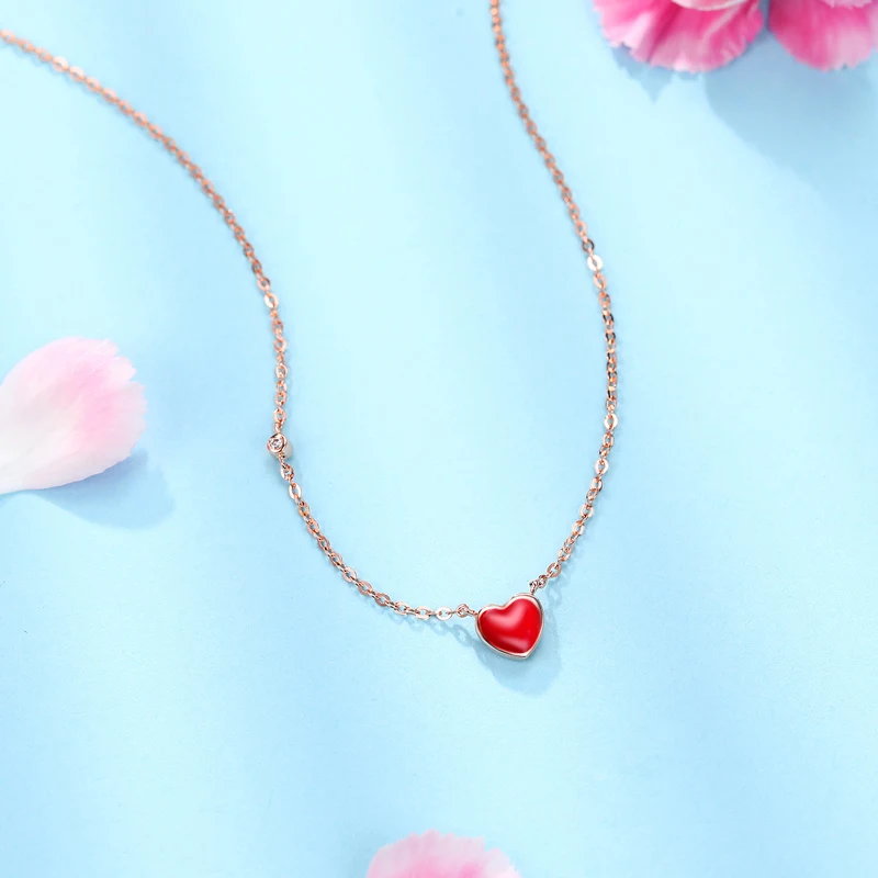 ZOCAI романтическое ожерелье с эмалью в форме сердца натуральный