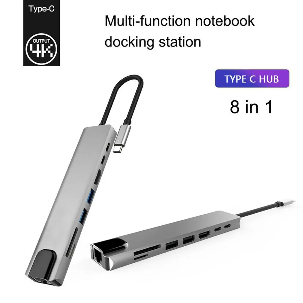 

Адаптер 8 в 1 из алюминиевого сплава, USB 3,0, RJ45