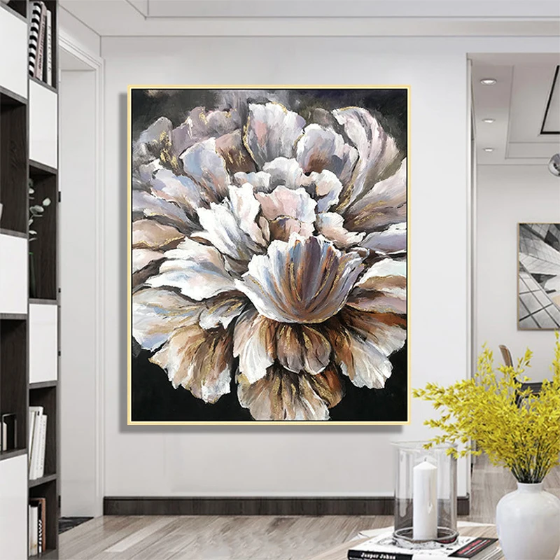 

100% Hand Painted Abstract Flowers Art Oil Painting On Canvas Wall Art Wall Adornment Pictures Painting For Live Room Home Decor