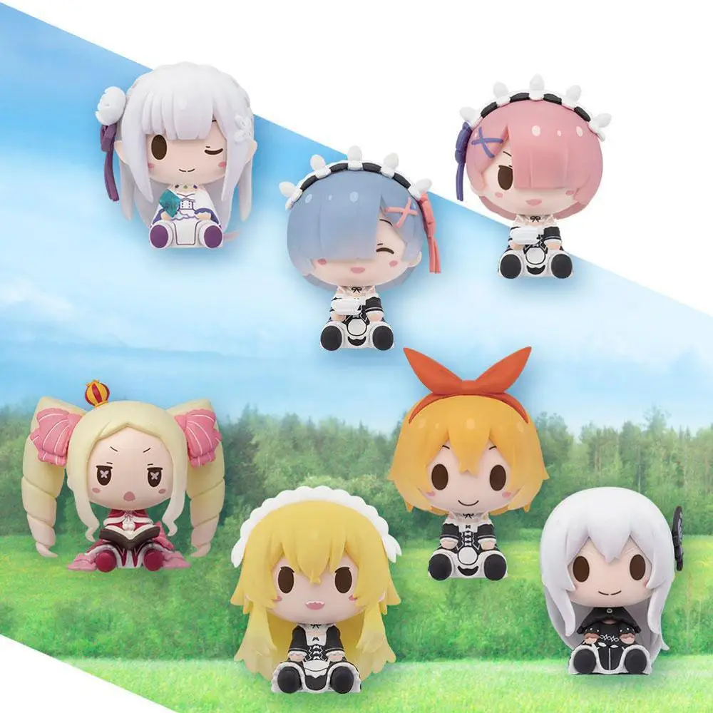 

Фигурка Bandai Cute Мини-фигурка аниме Re Zero, из ПВХ, 7 шт.
