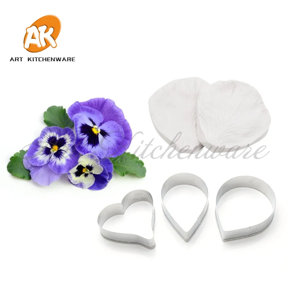 

5pcs/set Pansy Impression Flower Mold Silicone Veiner Mold Cake Decorating Fondant Sugarcraft Cake Mold for Sugar Flower