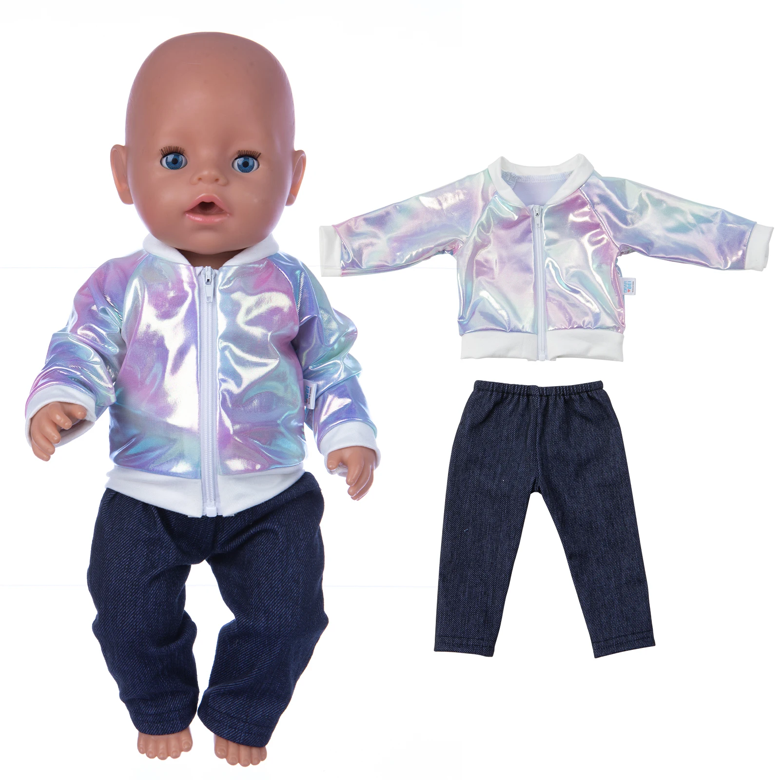 

Born New Baby Doll Clothes Accessories Fit 18 inch 43cm Dark Purple Zip Trouser Sweatshirt For Baby Birthday Festival Gift