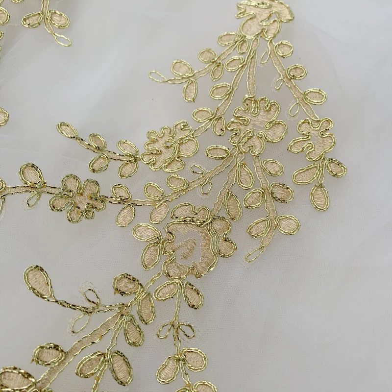 1 пара шнур кружева аппликация золотые свадебные цветочные нашивки шитье на