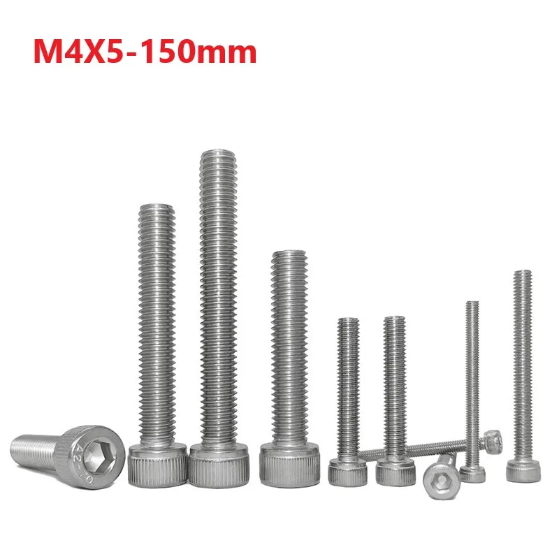 

M4 Hex Socket Bolts 304Stainless Steel Extend Screws 4mm *5 6 8 10 30 35 40 45 50 55 70 75 80 85 90 95 100 110 120 130 140 150mm
