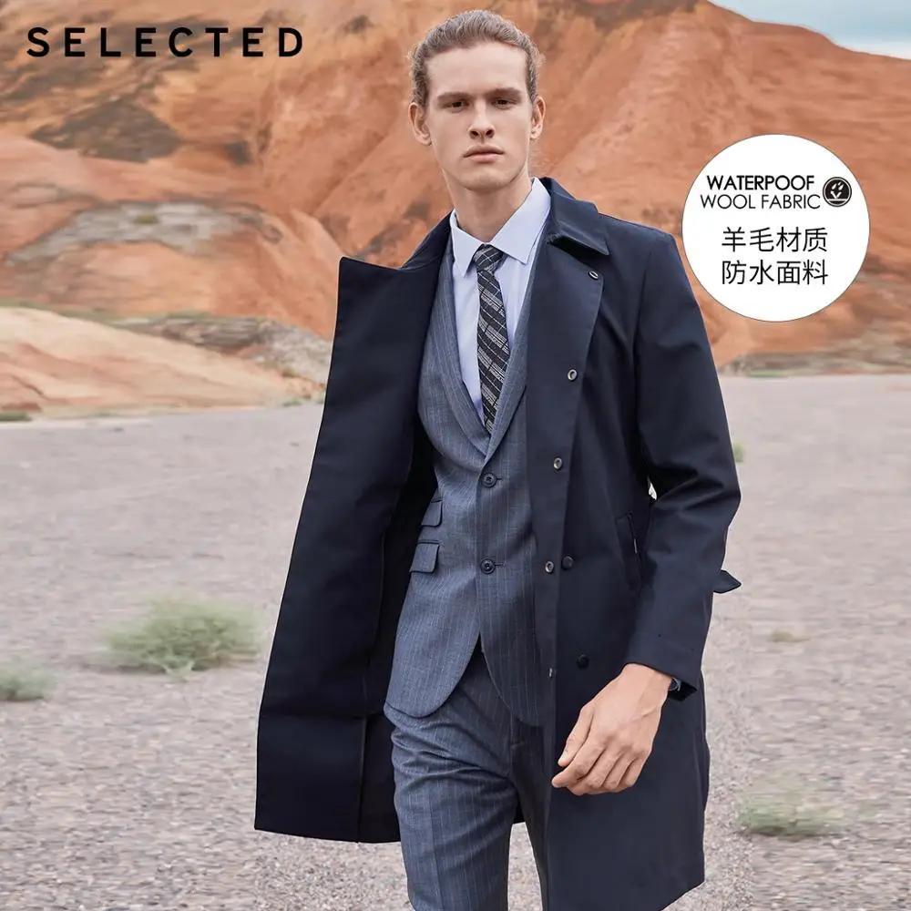 Выбранные Для мужчин на весну классического кроя средней Длина шерстяная