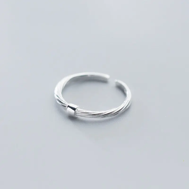 

A00634 Jazaz Fashion Real 100% 925 Sterling Silver Minimalist Round Lines Rings for Women Party Anniversary Jewelry Accessories