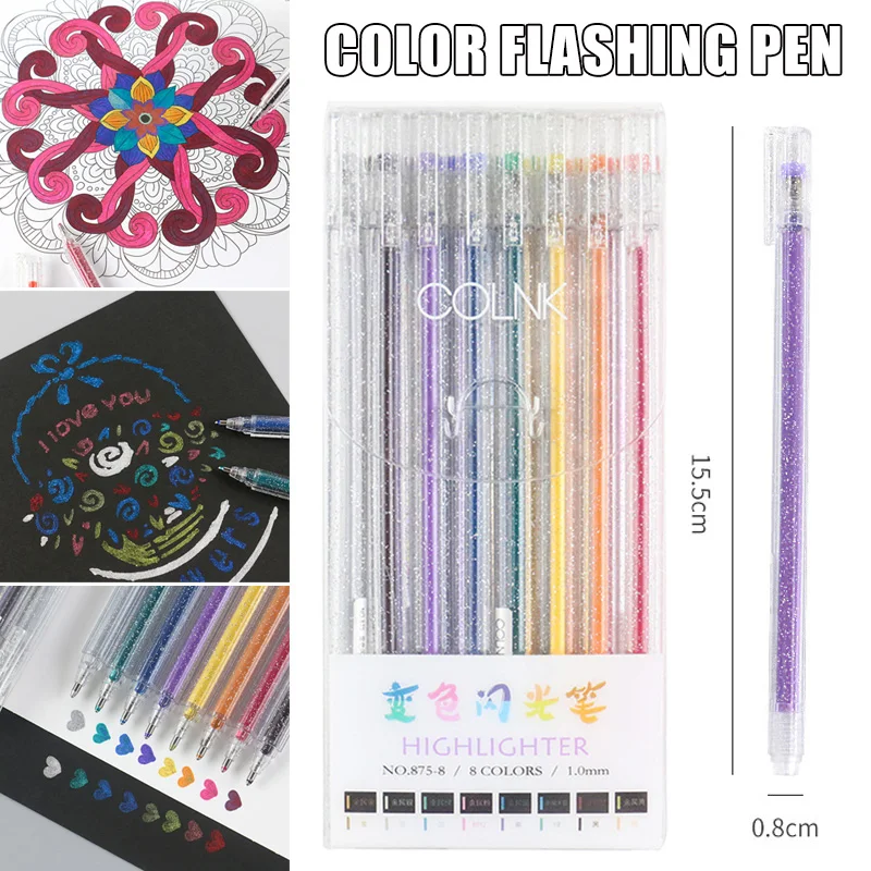 

Flash Marker Highlighter Pen Color Change Sparkling Drawing Scrapbooking Art Pen FKU66