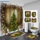 Шторы для душа с принтом рождественской елки для ванной комнаты, экран для купания с противоскользящим ковриком, перегородка для туалета, домашний декор
